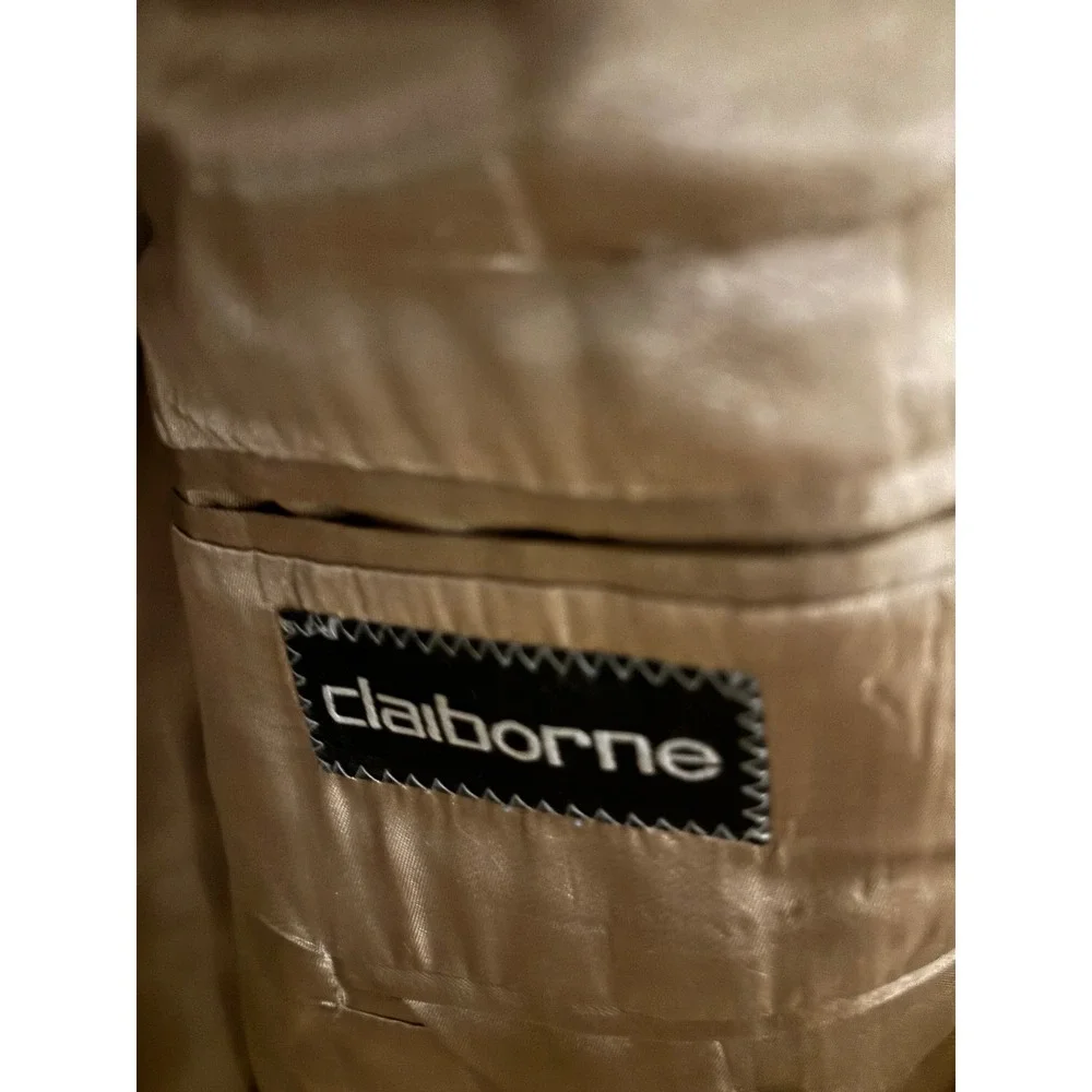 Claiborne Mens 42S Silk Worsted Wool Blazer Sport Coat Brown Two Button Jacket